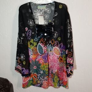 Bamboo Threads  Sheer Blouse Size S/M